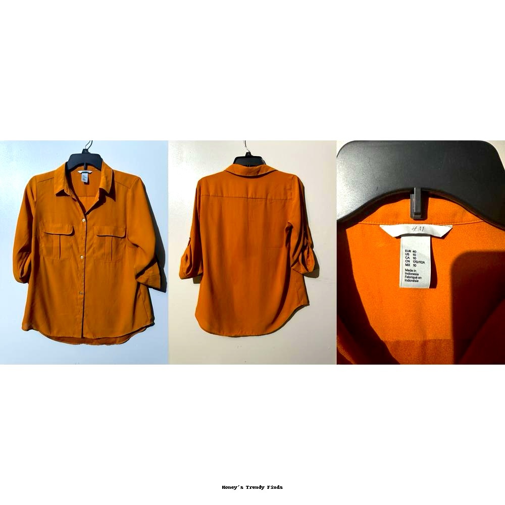 H&M Burnt Orange Button-Up Blouse – Size 10 (M)